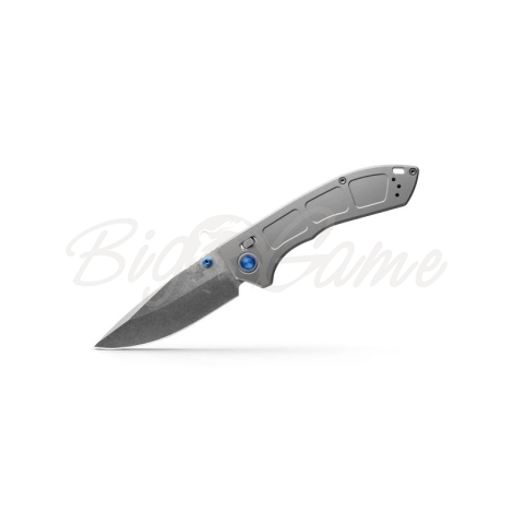 Нож складной BENCHMADE Narrows Gray Titanium цв. Silver / Blue фото 1