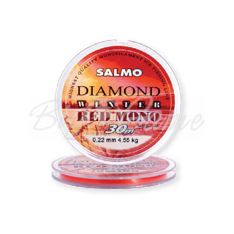 Леска зимняя SALMO Diamond Winter Red Mono 30 м 0,2 мм цв. красный фото 1
