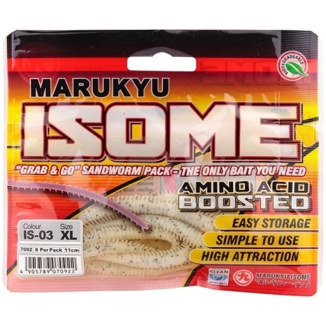 Червь MARUKYU Isome XL 110 мм (8 шт.) цв. IS-03 white фото 1