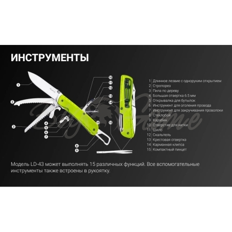 Мультитул RUIKE Knife LD43 цв. Зеленый фото 10