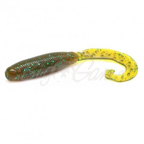 Твистер REINS Fat G-tail Grub 3" (12 шт.) цв. 565-Motor Oil Green фото 1