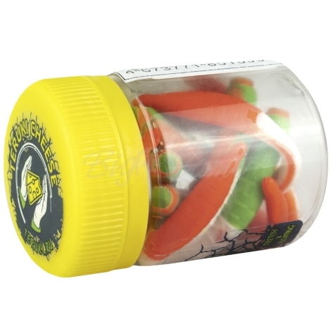 Червь TERUKI Flash 8 см (7 шт.) зап. сыр цв. Green/White/Orange фото 2