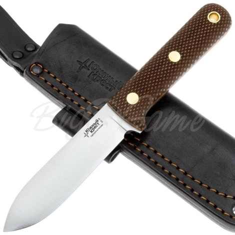 Нож ЮЖНЫЙ КРЕСТ Кефарт mini конвекс Сталь VG10 рукоять Микарта койот/насечка фото 4