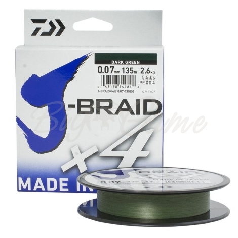 Плетенка DAIWA J-Braid X4 135 м цв. зеленый 0,07 мм фото 1