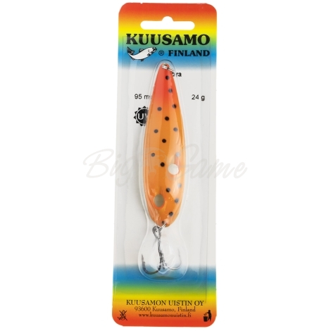 Блесна колеблющаяся KUUSAMO Tundra 95/24 код цв. BL/FR/FO-B, UV  фото 2