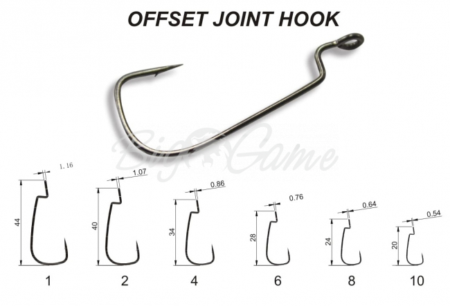 Крючок офсетный CRAZY FISH Offset Joint Hook № 1 (200 шт.) фото 1