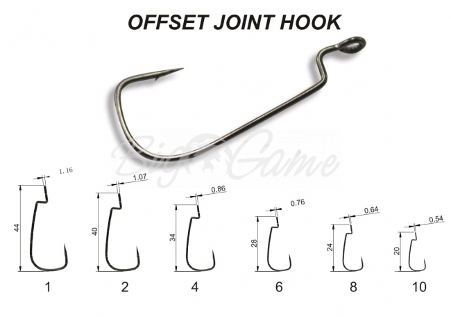 Крючок офсетный CRAZY FISH Offset Joint Hook № 2 (200 шт.) фото 1