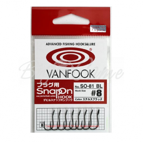 Крючок одинарный VANFOOK SO-81R BL #6 Plugging Snap on Hook (Barbless) 8 шт. фото 1