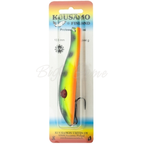 Блесна колеблющаяся KUUSAMO Professor 0 130/44 (бусинка) код цв. Tulitikeri, BL/GR/Fye/FR-C, UV  фото 2