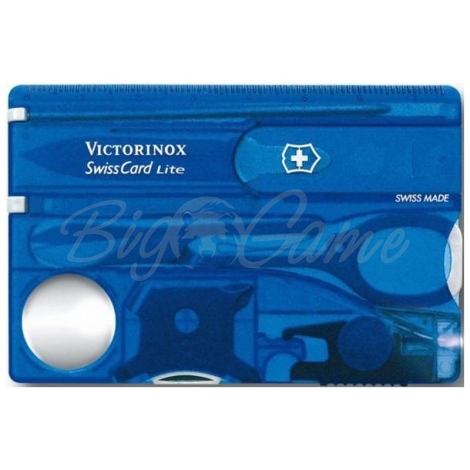 Швейцарская карточка VICTORINOX SwissCard Lite 13 функций цв. синий полупрозрачный (в подарочной уп.) фото 1