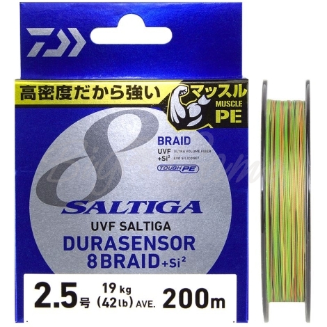 Плетенка DAIWA UVF Saltiga Dura Sensor 8Braid + Si2 многоцветная 200 м #2,5 фото 1