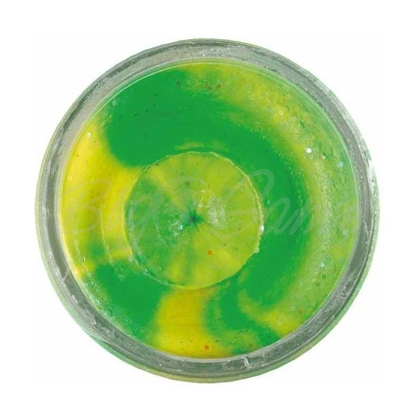 Паста форелевая BERKLEY PowerBait Extra Scent Glitter TroutBait цв. флюоресцентный зеленый/ оранжевый фото 1