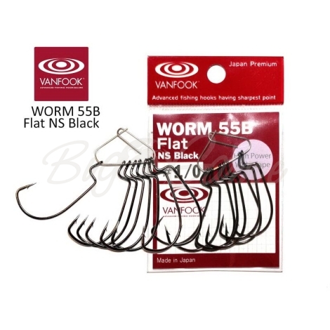 Крючок офсетный VANFOOK Worm 55B Flat № 4/0 (5 шт.) фото 1