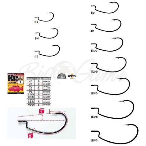 Крючок офсетный DECOY Kig Hook Worm 17 № 4 (9 шт.) фото 1