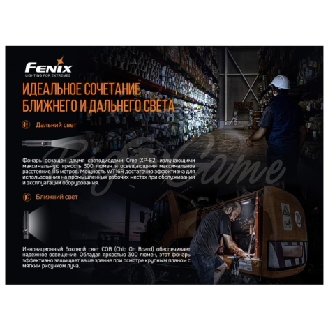 Фонарь FENIX WT16R (2xXP-E2 + COB,ANSI 300 lm, Li-Po) цвет черный фото 6