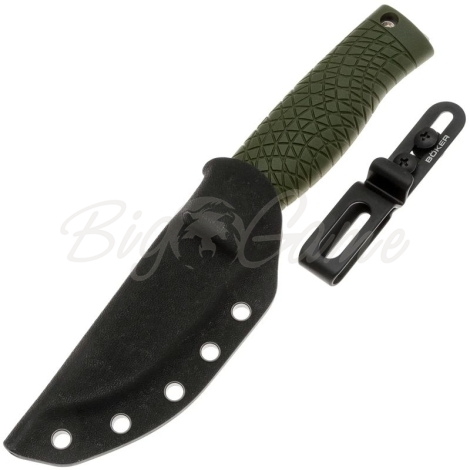 Нож с фиксированным клинком BOKER Bronco Mini Scandi сталь CPM 3V рукоять Термопластик цв. Зеленый фото 3