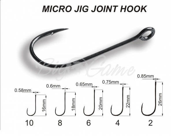 Крючок одинарный CRAZY FISH Micro Jig Joint Hook № 10 (10 шт.) фото 1