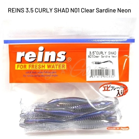 Твистер REINS Curly Shad 3,5" (11 шт.) код цв. N01 фото 1