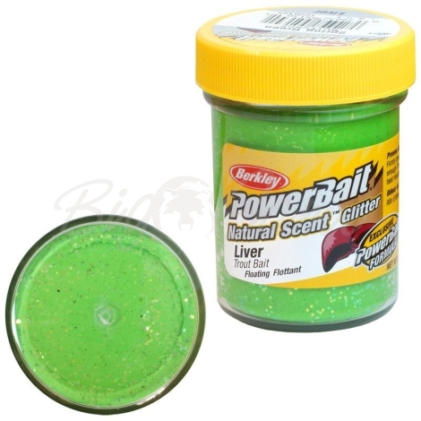 Паста BERKLEY PowerBait Natural Scent Glitter TroutBait аттр. Печень цв. Весенний зеленый фото 1
