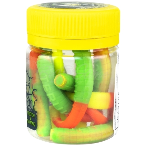 Червь TERUKI Flash 8 см (7 шт.) зап. сыр цв. Green/Orange/Chartreuse фото 1