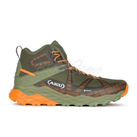 Кроссовки треккинговые AKU Flyrock Mid GTX цвет Military Green / Orange фото 4