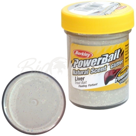 Паста BERKLEY PowerBait Natural Scent Glitter TroutBait аттр. Печень цв. Белый фото 1