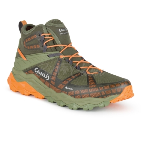 Кроссовки треккинговые AKU Flyrock Mid GTX цвет Military Green / Orange фото 1