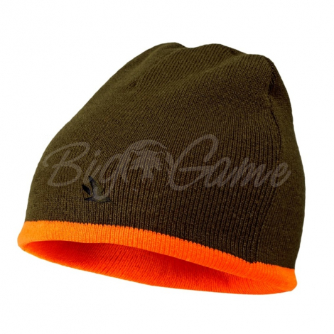 Шапка SEELAND Ian Reversible beanie цвет Hi-vis orange / Pine green фото 2