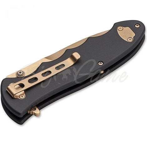 Нож складной BOKER Leopard-Damast III Gold дамасская сталь рукоять сплав AlMgSi1 цв. Коричневый фото 3