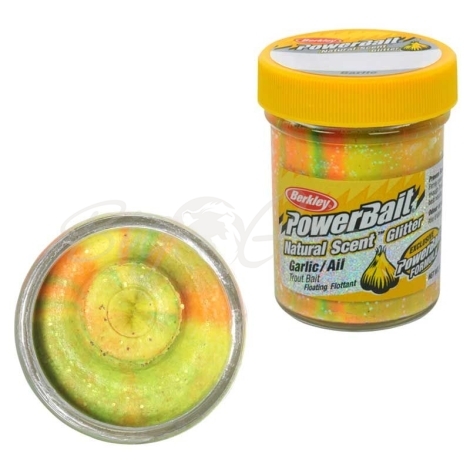 Паста BERKLEY PowerBait Natural Scent Glitter TroutBait аттр. Чеснок цв. Радуга фото 1