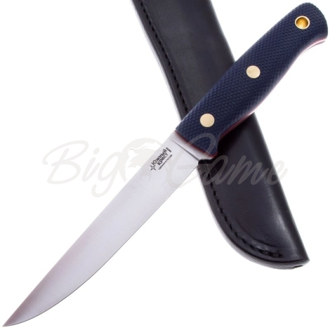 Нож ЮЖНЫЙ КРЕСТ Рыбацкий L Сталь Elmax рукоять Микарта синяя/насечка фото 4