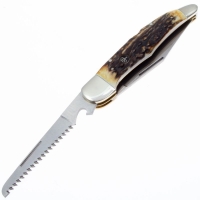 Нож складной полуавтоматический BOKER Jagdmesser Duo сталь 440C рукоять Рог оленя превью 8