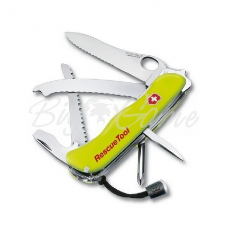 Нож VICTORINOX RescueTool One Hand 111мм 13 функций цв. салатовый фото 1