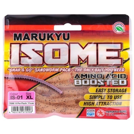 Червь MARUKYU Isome L 110 мм (15 шт.) цв. IS-01 natural pink фото 1