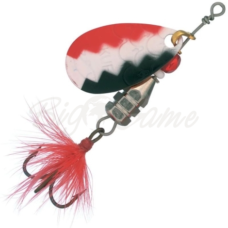 Блесна вращающаяся KUUSAMO Kuf-Lippa 40/5 (с опереньем) код цв. W/R/BL-C фото 1