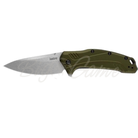 Нож складной KERSHAW Link  клинок CPM 20CV/stonewash,рукоять алюминий, цв. Олива фото 1