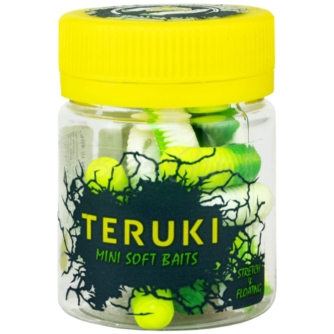 Червь TERUKI Roy 6,5 см (7 шт.) зап. сыр цв. White/Chartreuse/Green фото 3