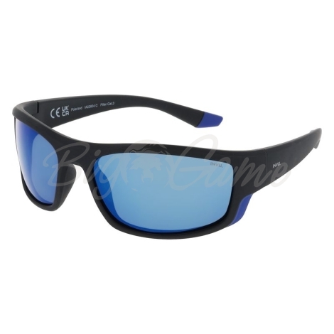 Очки солнцезащитные INVU Спортивные IA22604C с чехлом 20063 цв. матовый черный с синим цв. ст. серый с голубым зеркальным фото 1
