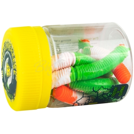 Червь TERUKI Roy 6,5 см (7 шт.) зап. сыр цв. Green/White/Orange фото 2