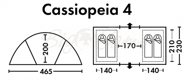 Палатка FHM Cassiopeia 4 кемпинговая цвет Синий / Серый фото 13