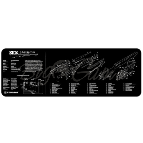 Коврик для чистки оружия TEKMAT Sks Rifle Cleaning Mat р. 910 х 310 х 3 мм, цв. черный + схема фото 1