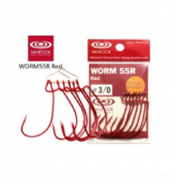 Крючок офсетный VANFOOK Worm-55R № 6/0 Devil Red (4 шт.)