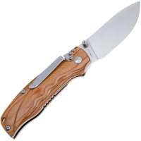 Нож складной полуавтоматический BOKER Pakka Hunter сталь 440B рукоять Дерево цв. Коричневый превью 4