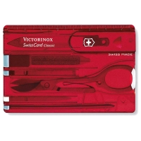 Швейцарская карточка VICTORINOX SwissCard Classic 10 функций цв. красный полупрозрачный превью 1