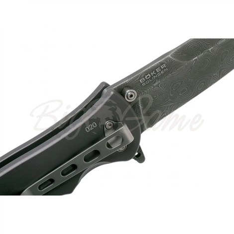 Нож складной BOKER Leopard-Damast III Collection дамасская сталь рукоять сплав AlMgSi1 цв. Черный фото 3