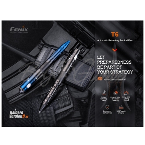 Ручка тактическая FENIX T6 цвет черный фото 6