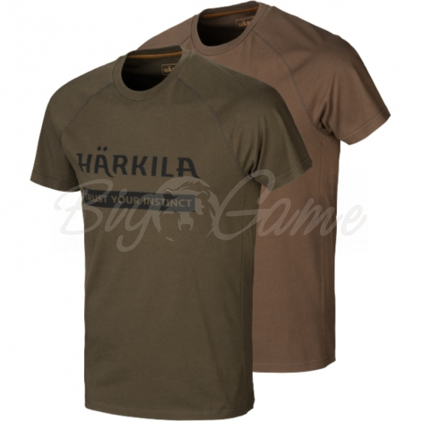 Футболка HARKILA Logo T-Shirt (2 шт.) цвет Willow green / Slate brown фото 1