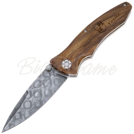 Нож складной BOKER Tirpitz-Damascus Wood дамасская сталь рукоять Дерево цв. Коричневый фото 1