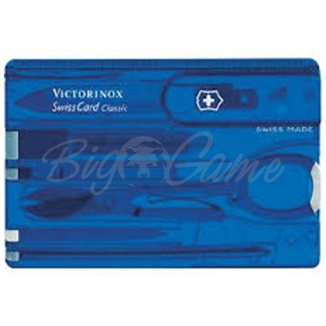 Швейцарская карточка VICTORINOX SwissCard Classic 10 функций цв. синий полупрозрачный фото 1