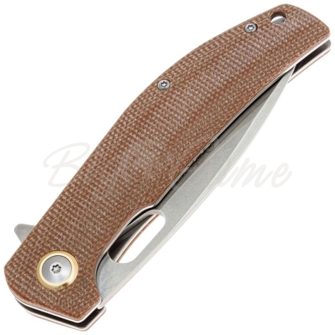 Нож складной полуавтоматический BOKER Toxicofera сталь 440А рукоять Микарта цв. Коричневый фото 3
